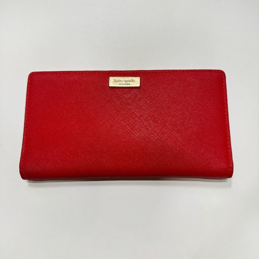 Kate Spade Laurel Way Slim Bifold Staci Saffiano Wallet - Hot Chili Red